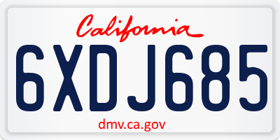 CA license plate 6XDJ685