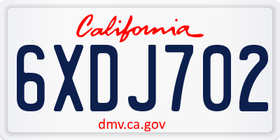 CA license plate 6XDJ702