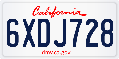 CA license plate 6XDJ728