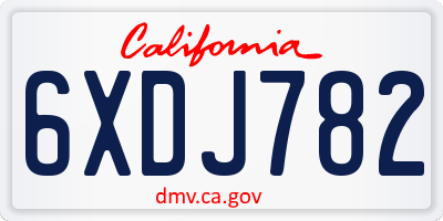 CA license plate 6XDJ782