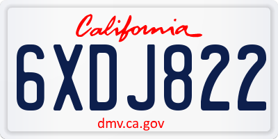 CA license plate 6XDJ822