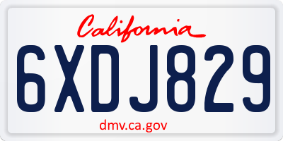 CA license plate 6XDJ829