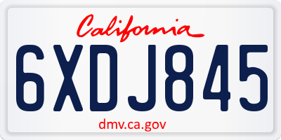 CA license plate 6XDJ845