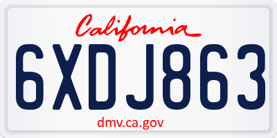 CA license plate 6XDJ863