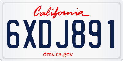 CA license plate 6XDJ891