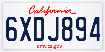 CA license plate 6XDJ894