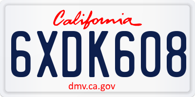 CA license plate 6XDK608