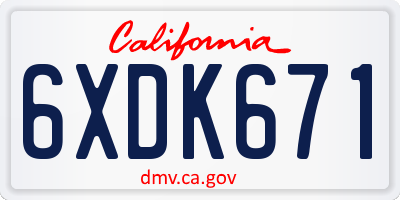 CA license plate 6XDK671