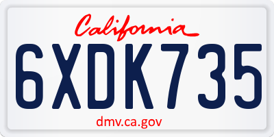 CA license plate 6XDK735