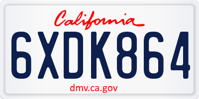 CA license plate 6XDK864