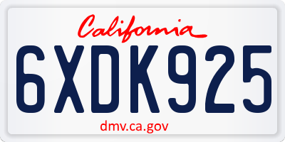 CA license plate 6XDK925
