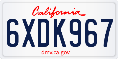CA license plate 6XDK967
