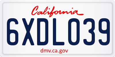 CA license plate 6XDL039