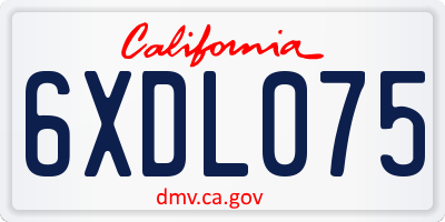CA license plate 6XDL075