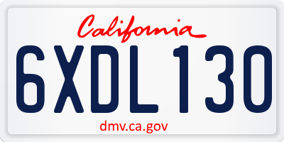 CA license plate 6XDL130