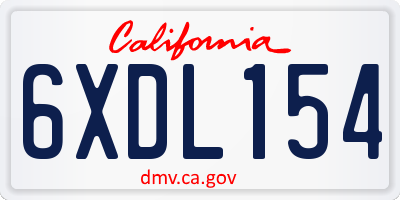 CA license plate 6XDL154