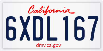 CA license plate 6XDL167