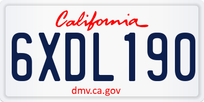 CA license plate 6XDL190