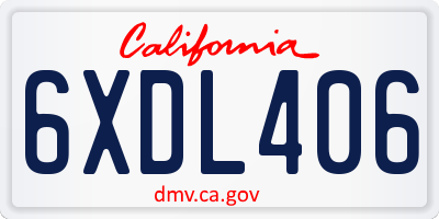 CA license plate 6XDL406