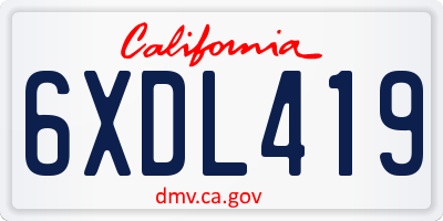 CA license plate 6XDL419