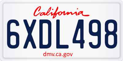 CA license plate 6XDL498