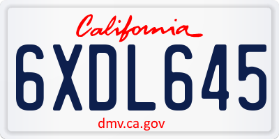 CA license plate 6XDL645