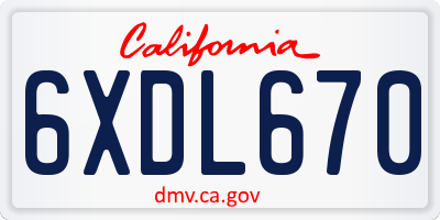 CA license plate 6XDL670
