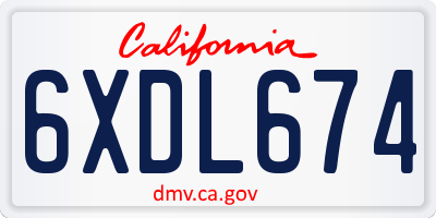 CA license plate 6XDL674