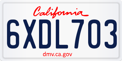 CA license plate 6XDL703