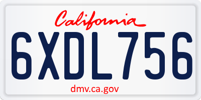 CA license plate 6XDL756