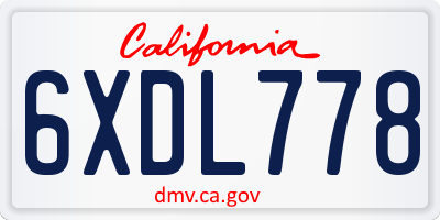 CA license plate 6XDL778