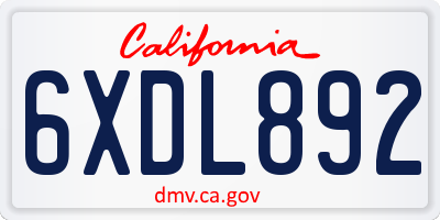 CA license plate 6XDL892