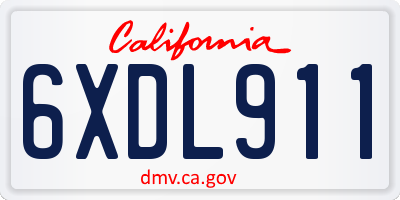 CA license plate 6XDL911