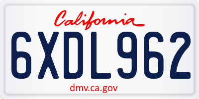 CA license plate 6XDL962