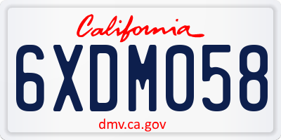 CA license plate 6XDM058