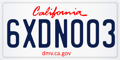 CA license plate 6XDN003