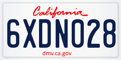 CA license plate 6XDN028