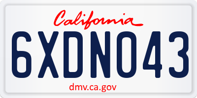 CA license plate 6XDN043