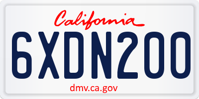 CA license plate 6XDN200