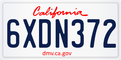 CA license plate 6XDN372