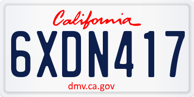 CA license plate 6XDN417