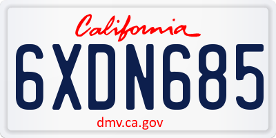 CA license plate 6XDN685