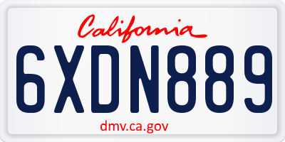 CA license plate 6XDN889