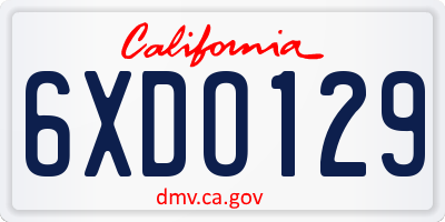 CA license plate 6XDO129