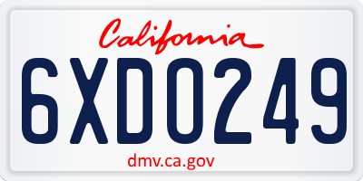 CA license plate 6XDO249