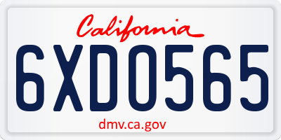 CA license plate 6XDO565