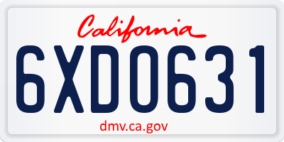 CA license plate 6XDO631