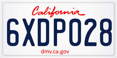CA license plate 6XDP028