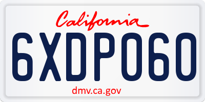 CA license plate 6XDP060