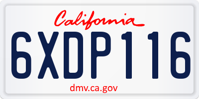CA license plate 6XDP116